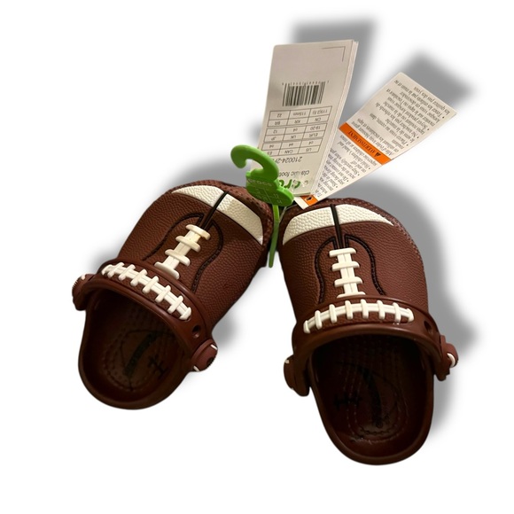 CROCS Other - **NWT**CROCS TODDLER Brown and White Football Design